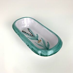 Robert Picault Pottery Bowl Dish Vallauris France Vtg White Green RP AS IS Read